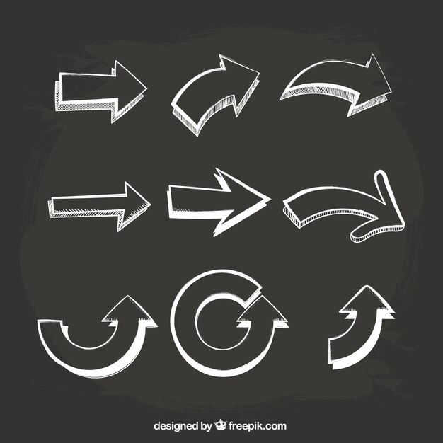 Recolha de setas desenhadas mão
