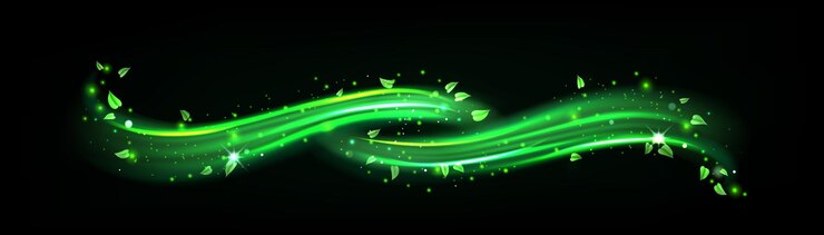 Vetor grátis redemoinho de vento abstrato com folhas verdes e brilhos
