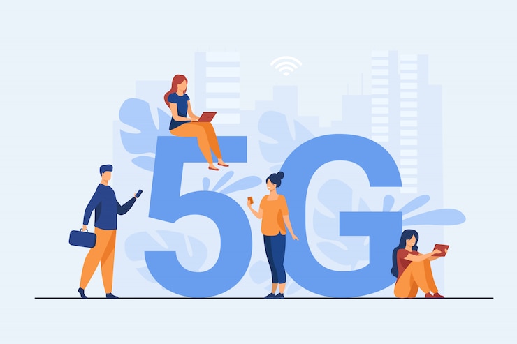Vetor grátis redes 5g e ilustração de telecomunicações