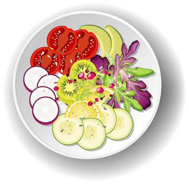 Refeição saudável com saladeira de vegetais frescos