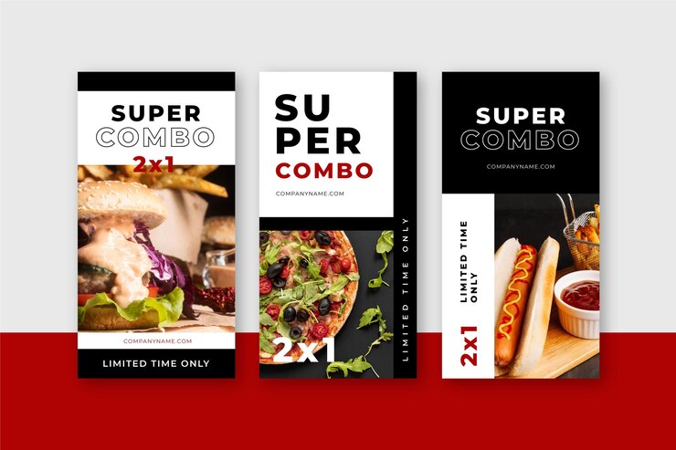 Vetor grátis refeições combinadas oferecem banners verticais