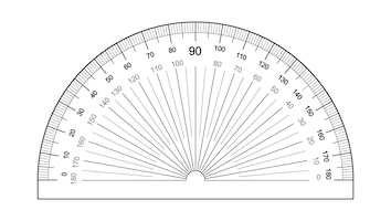 Régua do transferidor isolada no fundo branco ferramenta de medição grade para medir graus