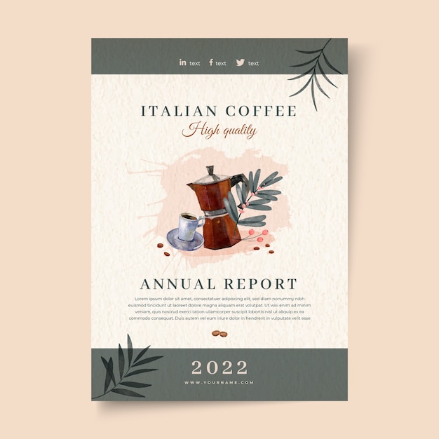 Relatório anual da plantação de café em aquarela