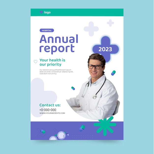 Relatório anual de estabelecimento de saúde de design plano