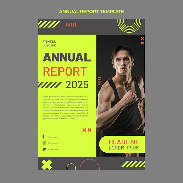 Relatório anual de fitness de design plano