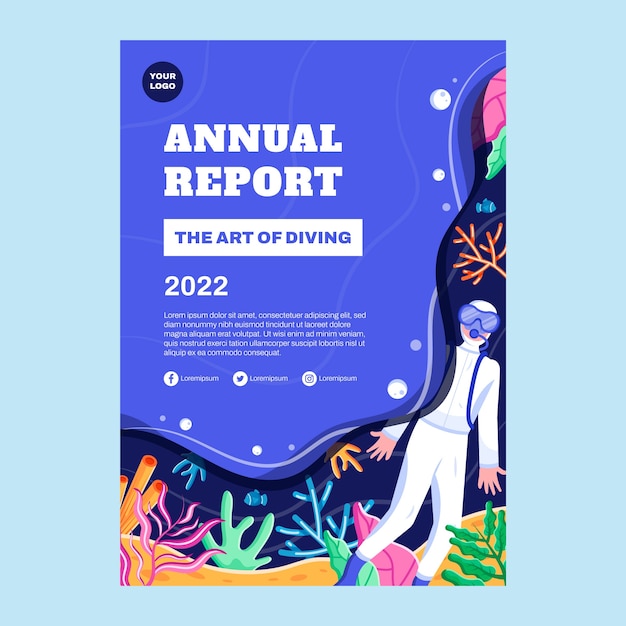 Relatório anual plano desenhado à mão de mergulho