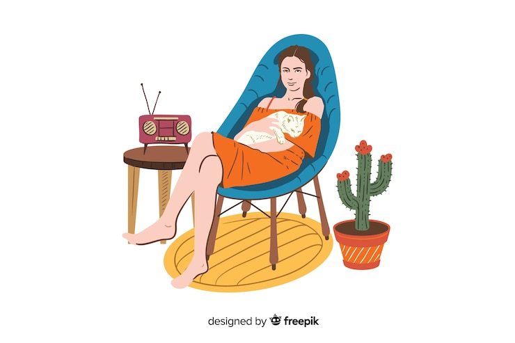 Vetor grátis relaxando em casa ilustração do conceito