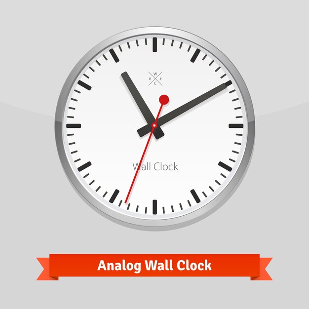 Relógio de parede de design em uma caixa de metal