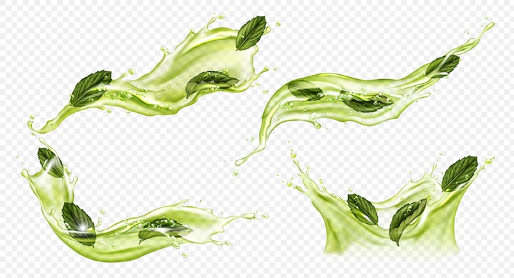 Vetor grátis respingo realista de vetor de chá verde ou matcha