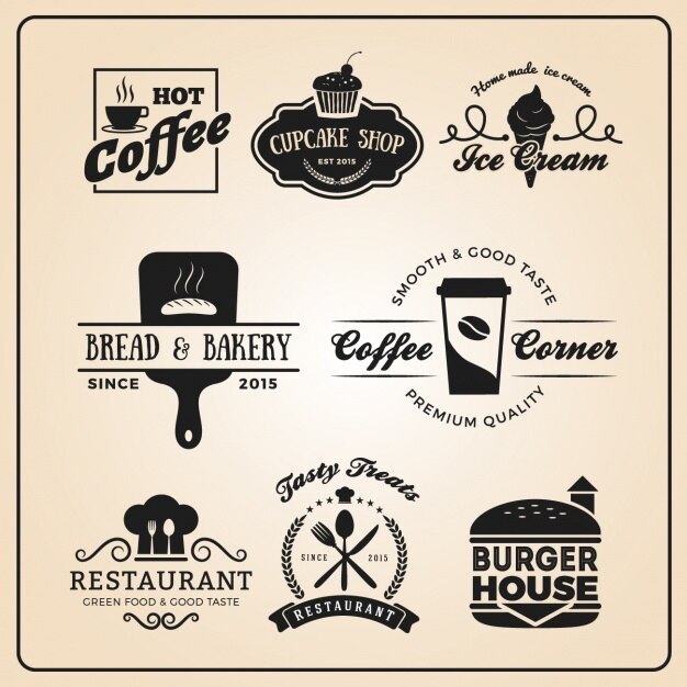 Vetor grátis restaurant coleção modelos de logotipo