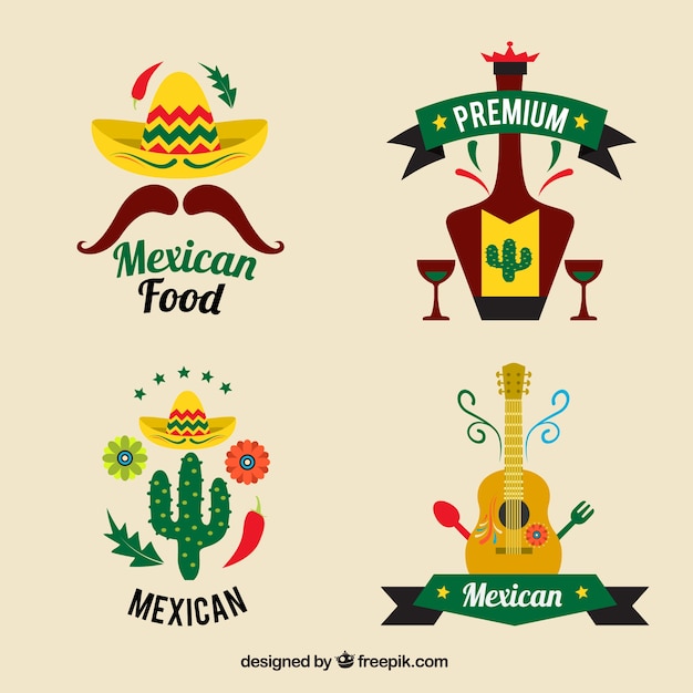 Vetor grátis restaurantes mexicanos jogo logo