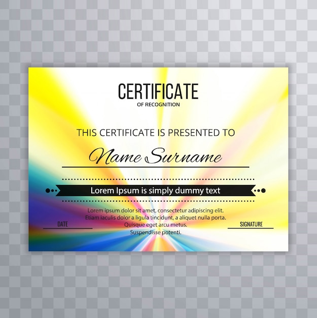 Resumo de fundo de certificado colorido