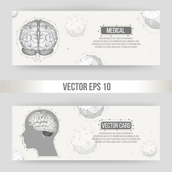 Resumo de fundo vector conceito criativo do cérebro humano. papel timbrado de estilo de design poligonal e brochura para negócios. ilustração vetorial eps 10 para seu projeto.