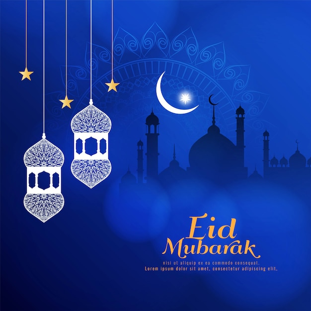 Resumo Eid Mubarak elegante islâmico azul