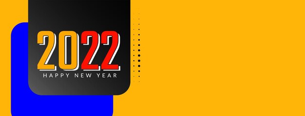 Resumo feliz ano novo 2022 vetor de design de bandeira amarela