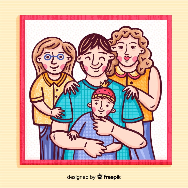 Vetor grátis retrato de família desenhado à mão