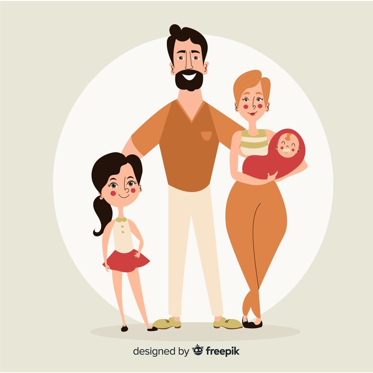 Vetor grátis retrato de família desenhado à mão
