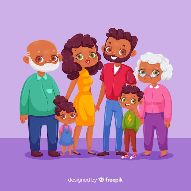 Retrato de família dos desenhos animados