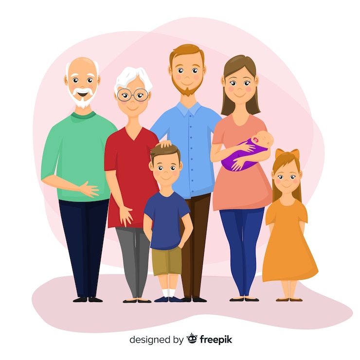 Vetor grátis retrato de família feliz, design de personagens vetorizados