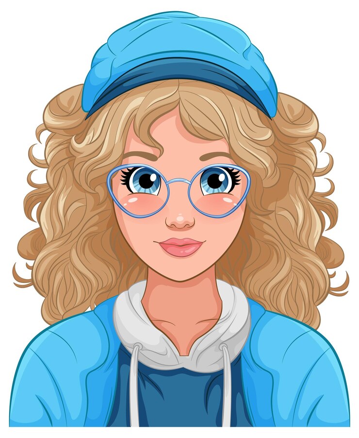 Vetor grátis retrato de mulher vestindo boné e óculos