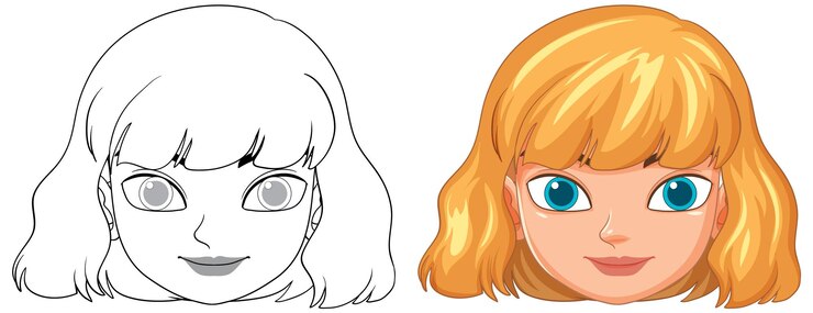 Vetor grátis retratos femininos coloridos e monocromáticos