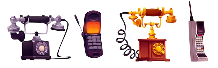 Vetor grátis retro e telefones celulares isolados em branco