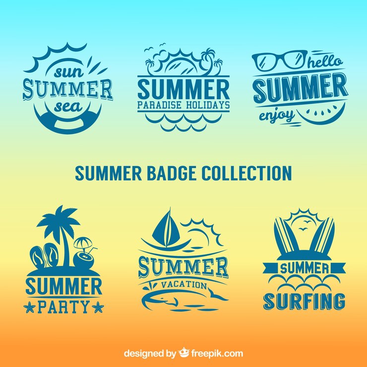 Vetor grátis retro emblemas do verão