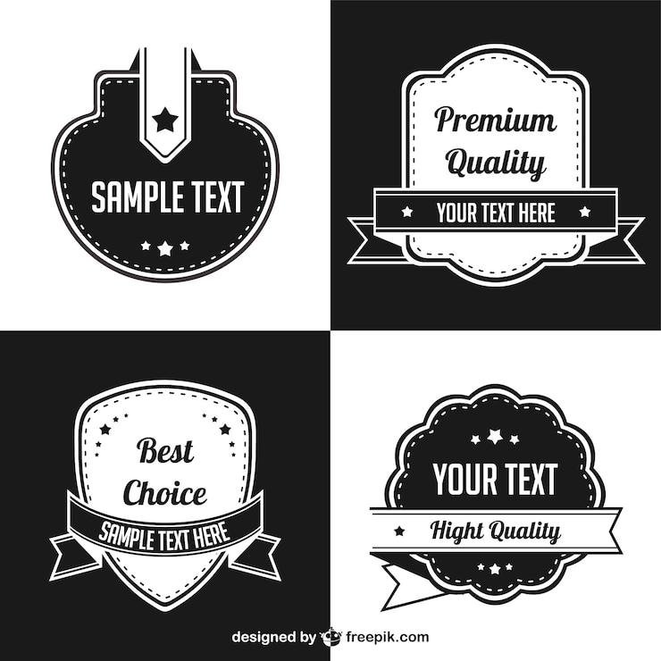 Vetor grátis retro emblemas preto e branco