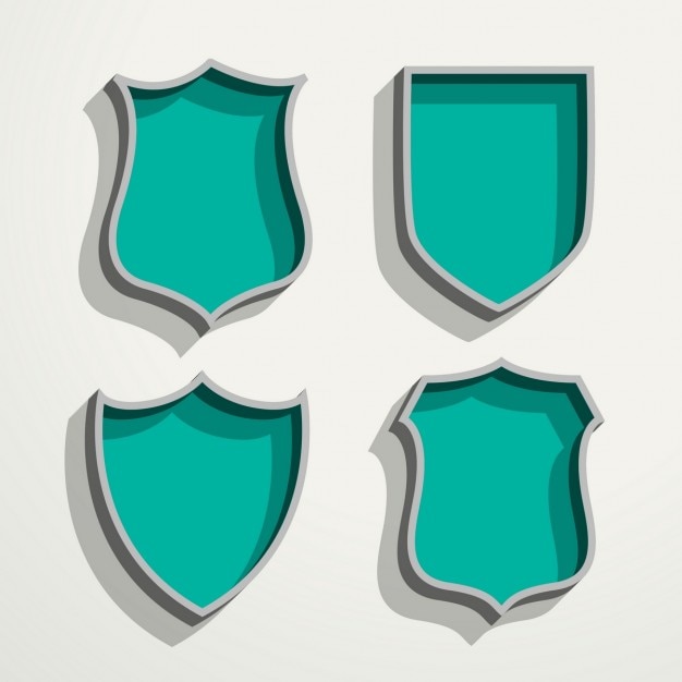 Vetor grátis retro estilo 3d quatro emblemas definir