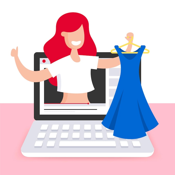 Vetor grátis revisão de blogueiros de moda e vestidos