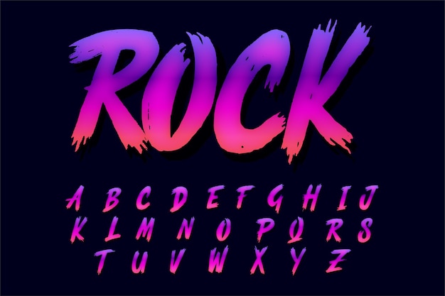 Vetor grátis rock, estilo alfabeto pincel moderno