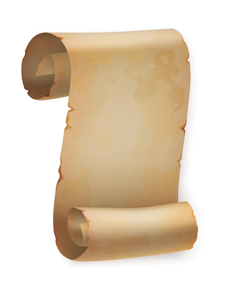 Vetor grátis rolo de papel vintage vertical ou pergaminho papiro antigo