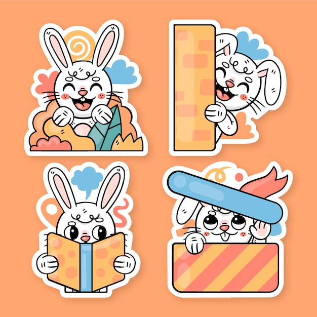 Ronnie the bunny espreitando conjunto de adesivos