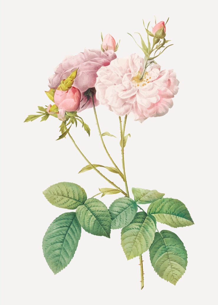 Vetor grátis rosa damasco rosa