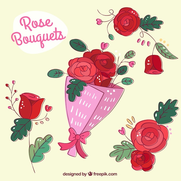 Vetor grátis rosas bonitas bouquets