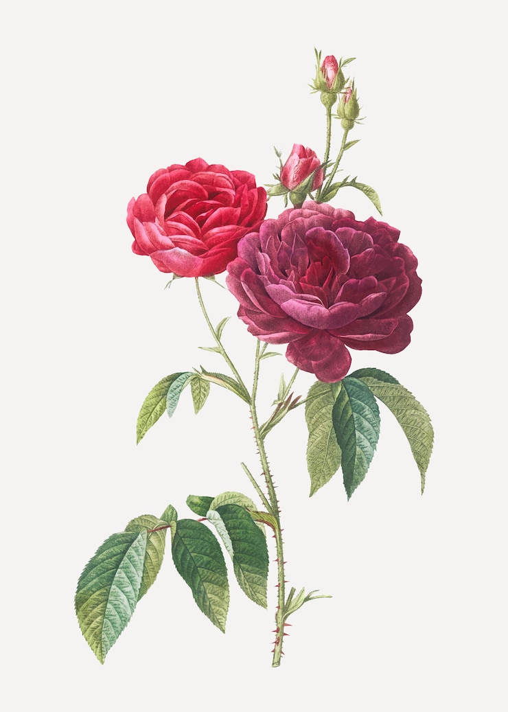Vetor grátis rosas roxas florescendo