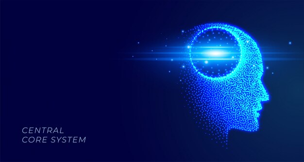 Rosto brilhante de inteligência artificial futurista