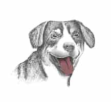 Vetor grátis rosto de design de camiseta de cão desenhado à mão esboço em fundo branco