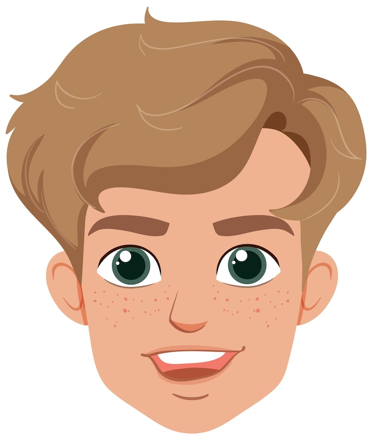 Vetor grátis rosto de menino de desenho animado sorridente
