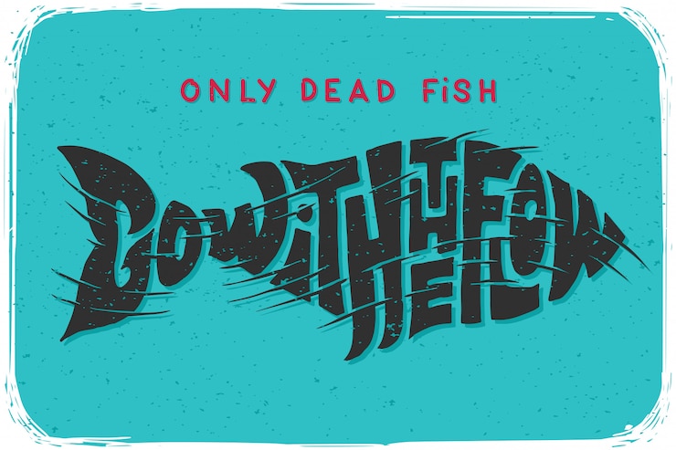 Vetor grátis rotulação cartaz com ilustração de peixe