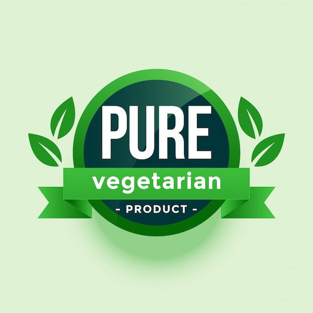 Vetor grátis rótulo de folhas verdes de produto vegetariano puro