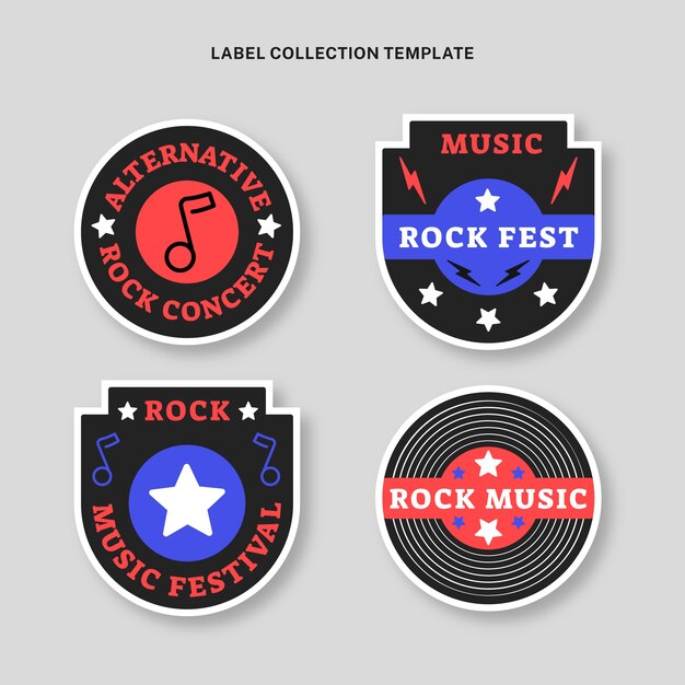 Rótulos de festivais de música minimalistas de design plano