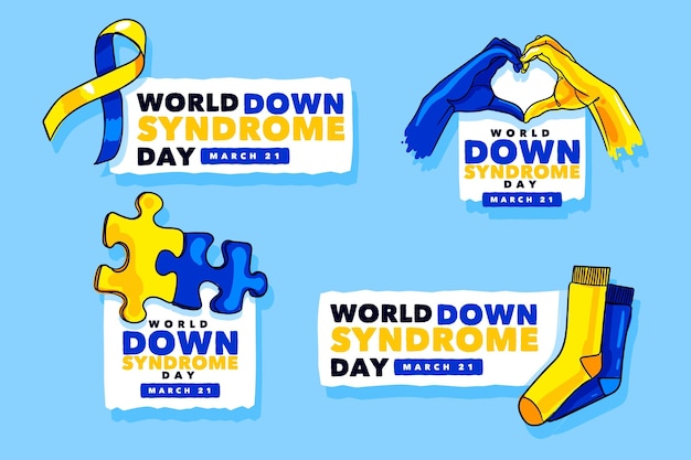 Vetor grátis rótulos do dia mundial da síndrome de down