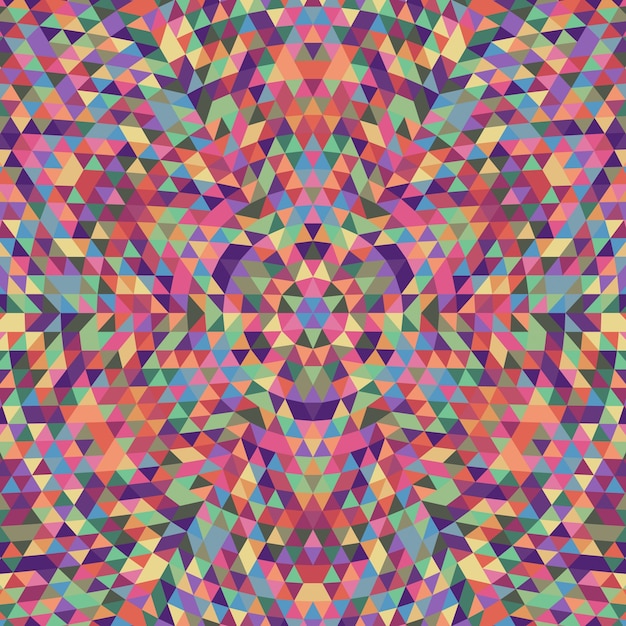 Vetor grátis round geometric triangle kaleidoscope mandala background - design de padrão de vetor simétrico de triângulos multicoloridos