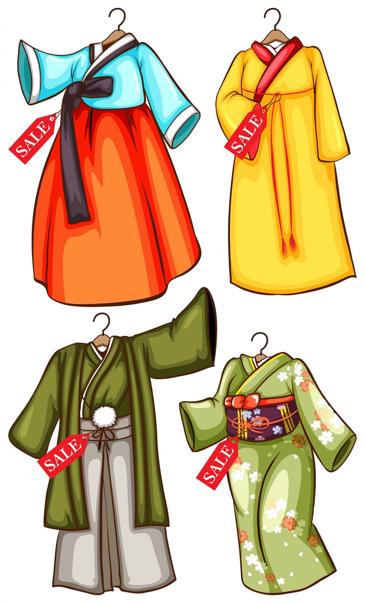 Vetor grátis roupas asiáticas