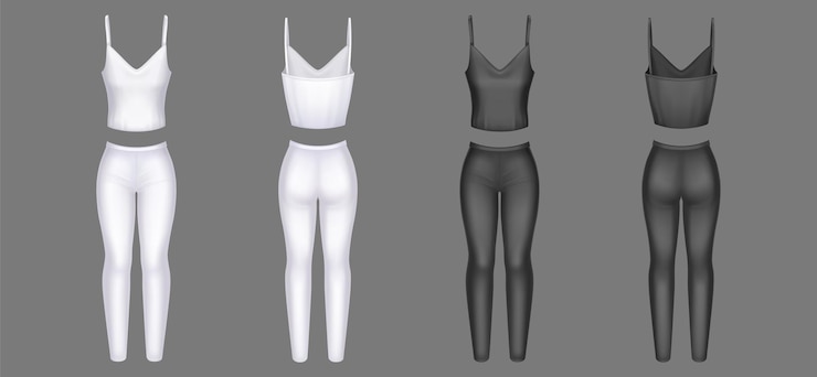 Vetor grátis roupas femininas 3d vector calças apertadas e regata