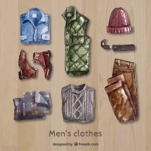 Vetor grátis roupas masculinas aguarela