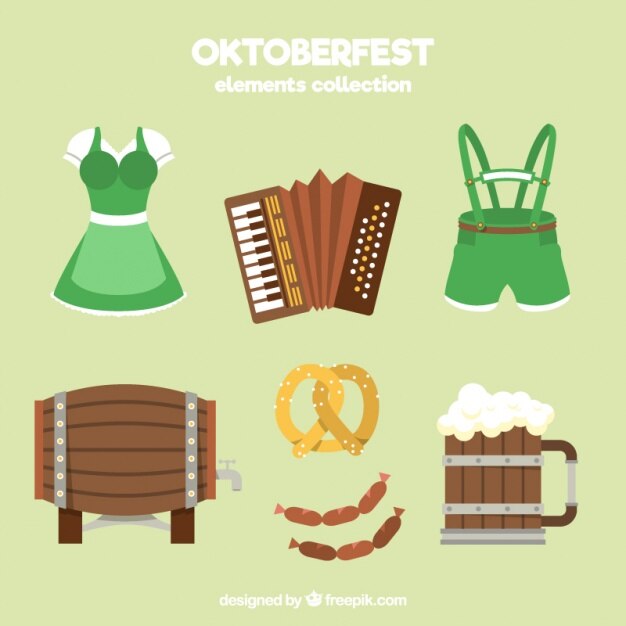 Vetor grátis roupas típicas para oktoberfest com outros itens