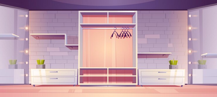 Vetor grátis roupeiro moderno vazio com closet