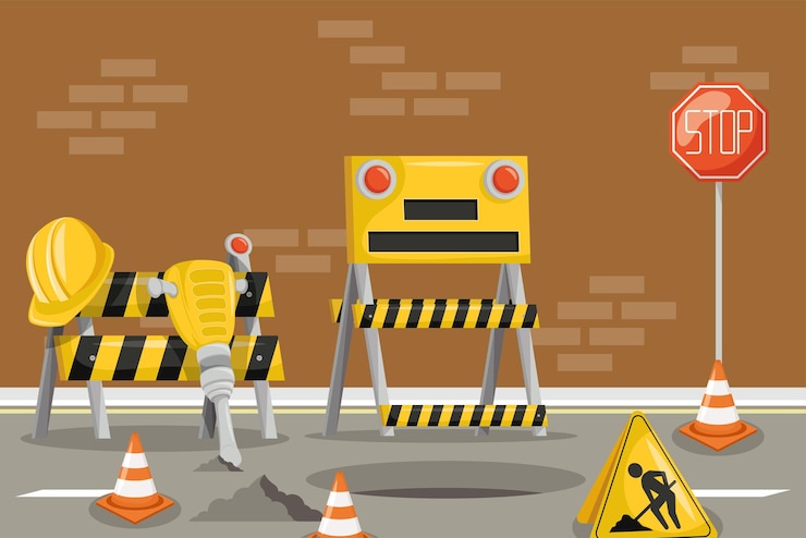 Vetor grátis rua em cena de construção